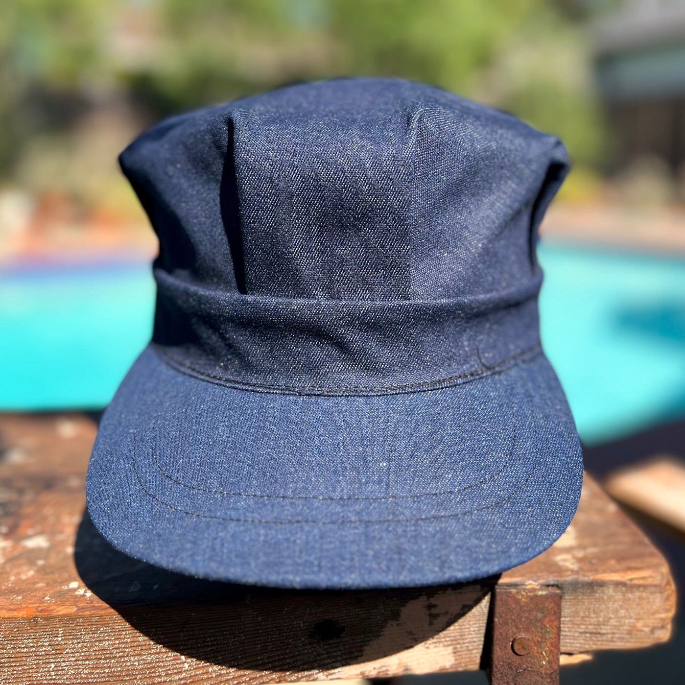 VINTAGE DEADSTOCK UNION MADE RAW INDIGIO DENIM UTILITY CAP